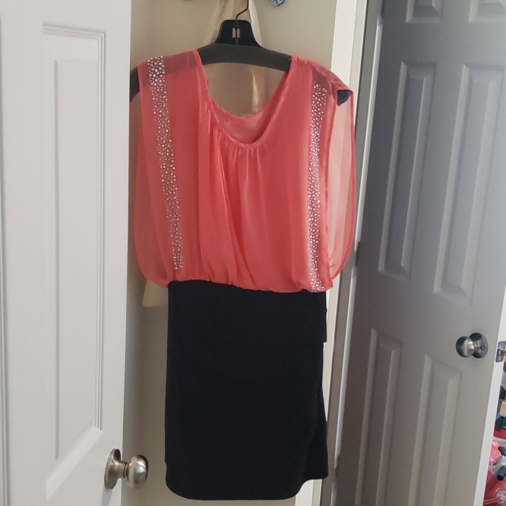 Coral & Black dress
